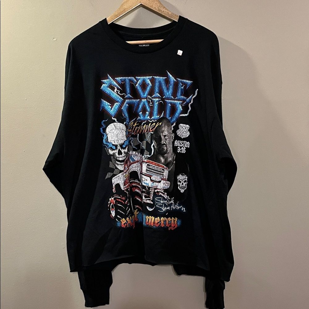 WWE Stone Cold Black Long Sleeve Shirt